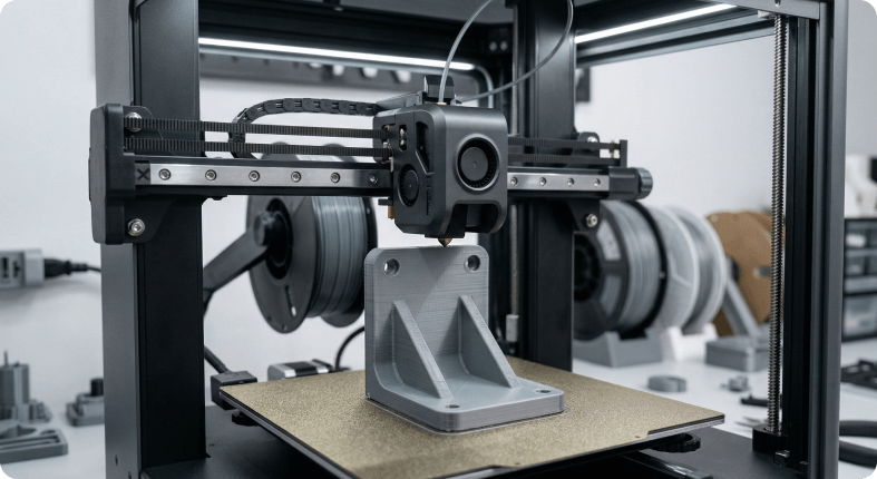 FDM printer fabricating a functional prototype bracket