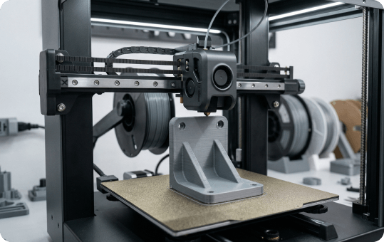 FDM 3D printer creating a functional prototype