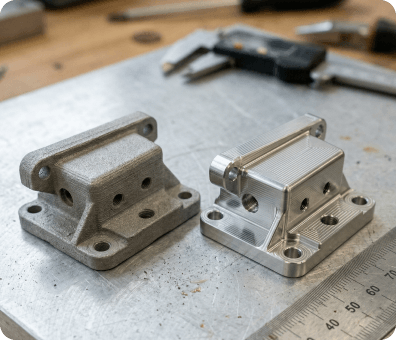 3D printed part undergoing secondary machining